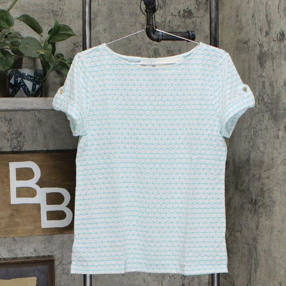 NWT Embroidered Knit Top Petite Medium Light Blue - Picture 2 of 5